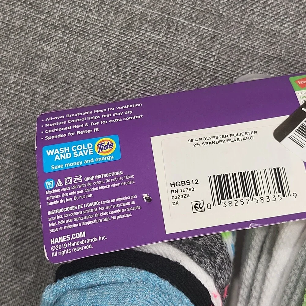 Hanes Girls' 12-Pairs Cool Comfort Mesh Super No Show Socks Size Medium 10.5-4